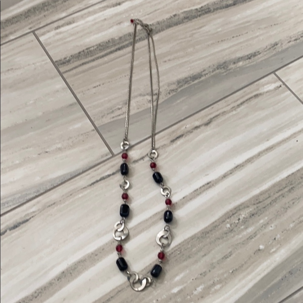 Lia Sophia Silver/Rust Colored Long Necklace